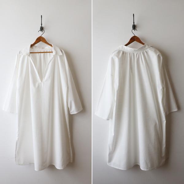 初夏SALE 上質ギマ擬麻コット Vネック スキッパー ロング シャツ 