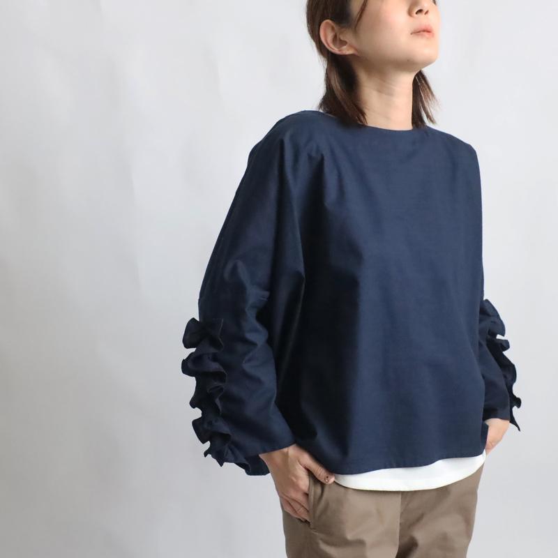 新作 上質ギマ擬麻コットン フリル袖 ブラウス シャツ ゆったり かぶる