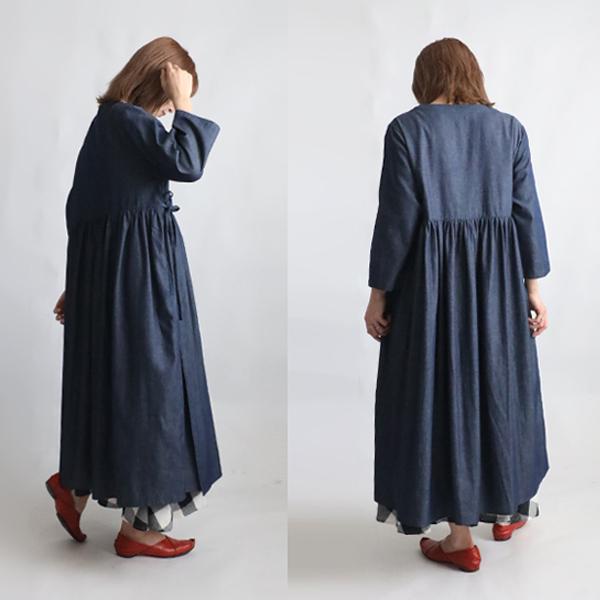 初夏SALE 122cm 甘織デニム カシュクール ワンピース 羽織り