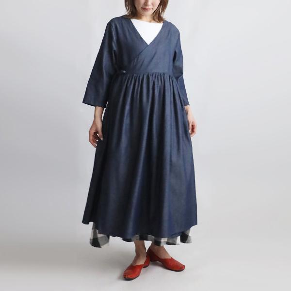 初夏SALE 122cm 甘織デニム カシュクール ワンピース 羽織り