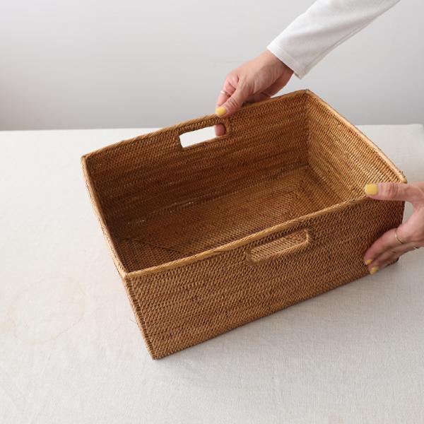 送料無料 再制作 伝統工芸アタ細工 持ち手付き スクエアBOX