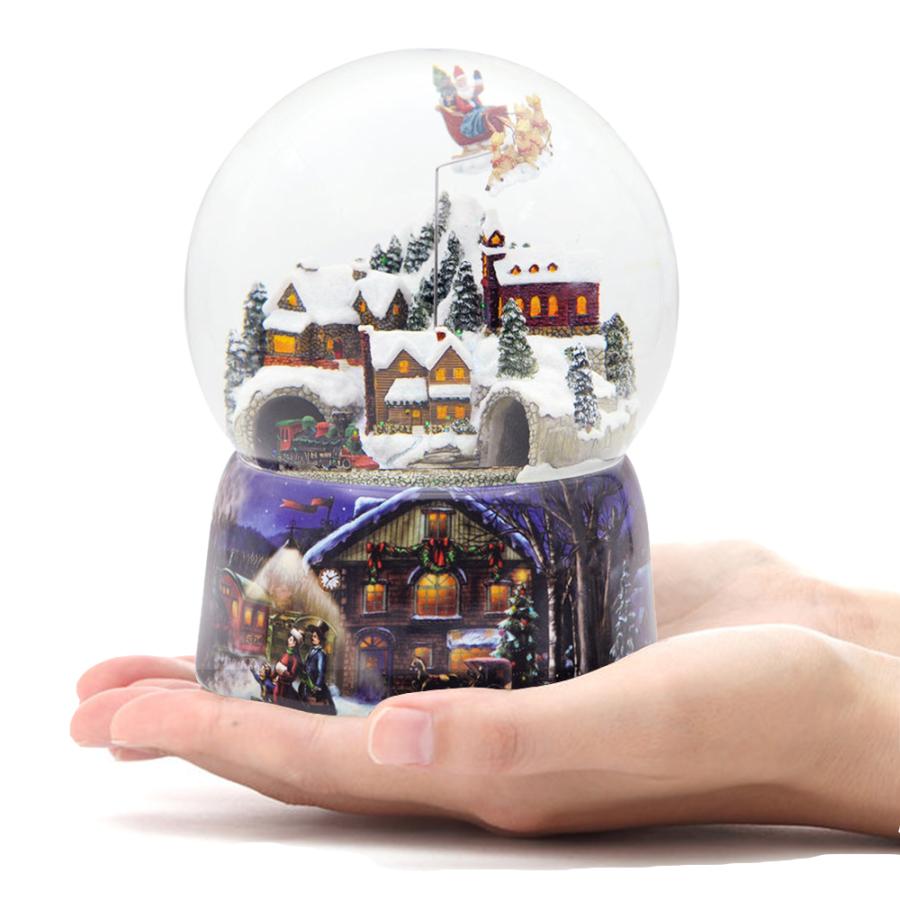 JARLL】スノードーム 飛び立つサンタクロース オルゴール(ぜんまい式