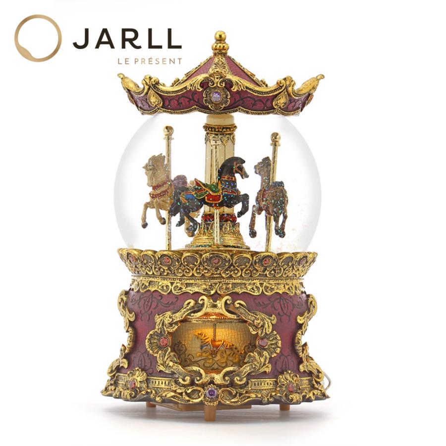 JARLL】スノードーム メリーゴーランド オルゴール (ぜんまい式