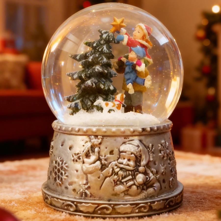JARLL】スノードーム クリスマスツリーを飾る子供たち 高級 オルゴール