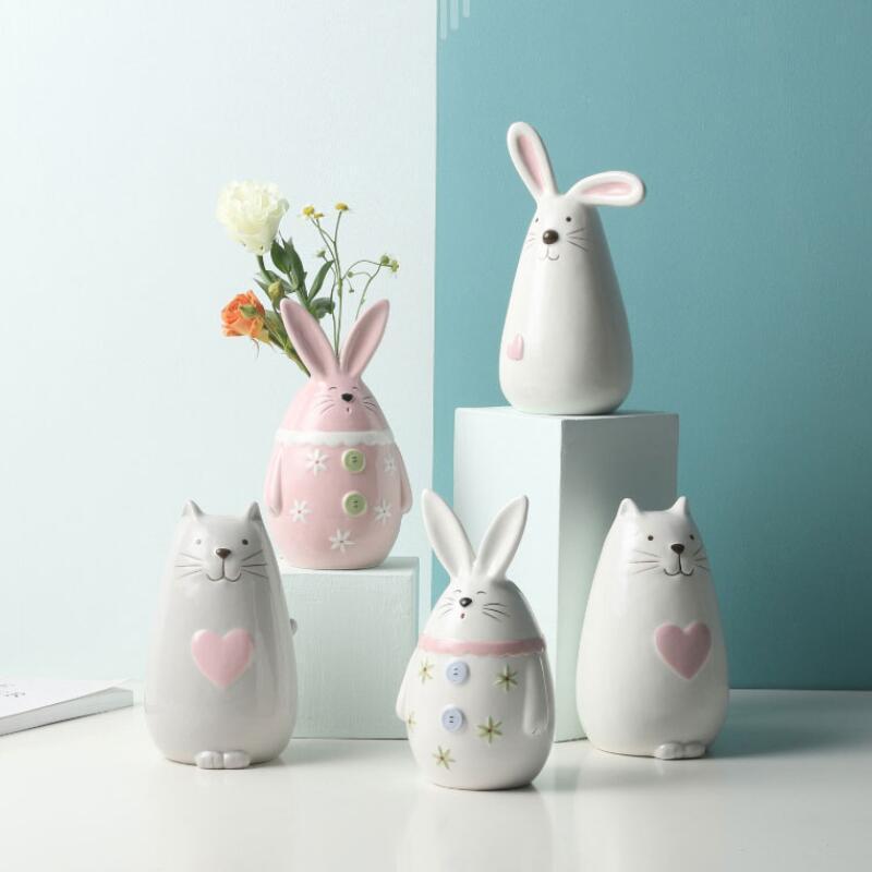 小さな友達 かわいい 花器 フラワーベース 一輪挿し 花瓶 オブジェ 置物 うさぎ 兎 猫ちゃん 三種類選べる S Kabin3 安易購yahoo Japan店 通販 Yahoo ショッピング