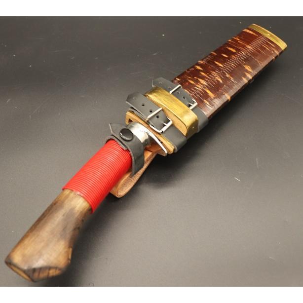 剣鉈13 白2鋼 7寸 210mm 両刃 ニッケル貼り合わせ 桜巻鞘 : 山林刃物