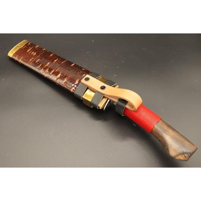剣鉈13 白2鋼 7寸 210mm 両刃 ニッケル貼り合わせ 桜巻鞘 : 山林刃物