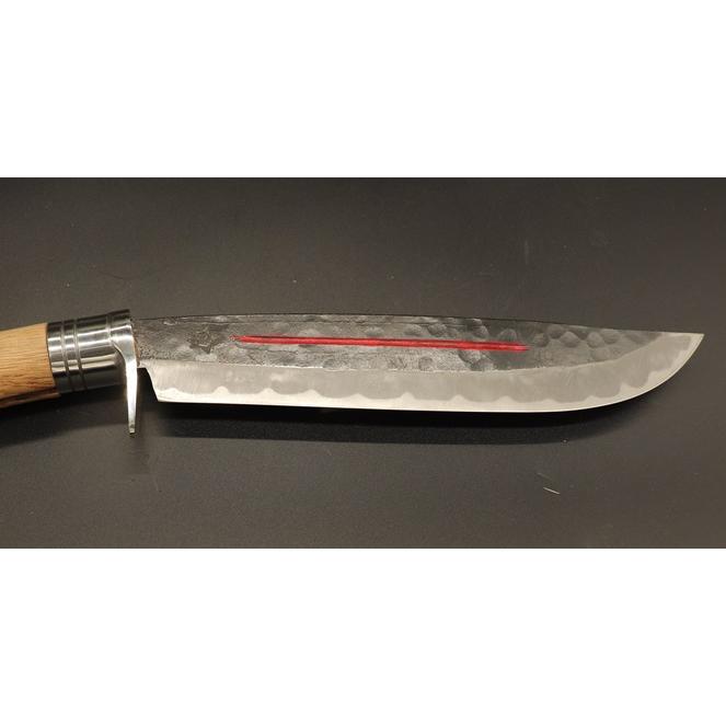 剣鉈19 白2鋼 7寸 220mm 黒打ち 両刃 槌目 : 山林刃物・打ち刃物の