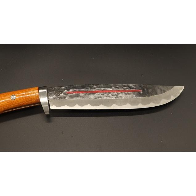 剣鉈4 白2鋼 7寸 210mm 黒打ち槌目仕上げ 両刃 : 山林刃物・打ち刃物