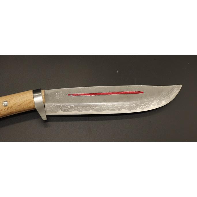 剣鉈9 積層鋼 7寸 210mm 磨き仕上げ 両刃 ダマスカス : 山林刃物