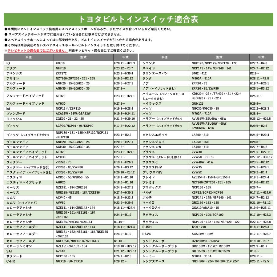 ビルトイン テレビキット トヨタ ディーラーオプション NSZT-Y68T など テレビナビキット ビルトインスイッチ TYPE-A Aタイプ ナビ操作｜anys｜05