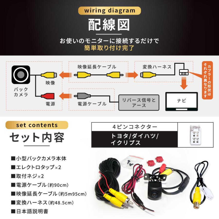高精細CCD 小型バックカメラ 変換ハーネスセット トヨタ ダイハツ