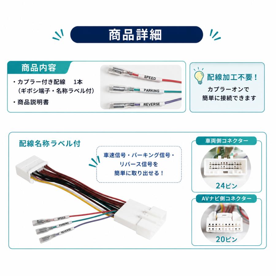 ダイハツ トヨタ 車速変換カプラー リバース パーキング 信号 取り出し ロッキー ライズ タント タフト 接続 変換 24P 20P 純正 コネクター ハーネス カプラー | ダイハツ | 06