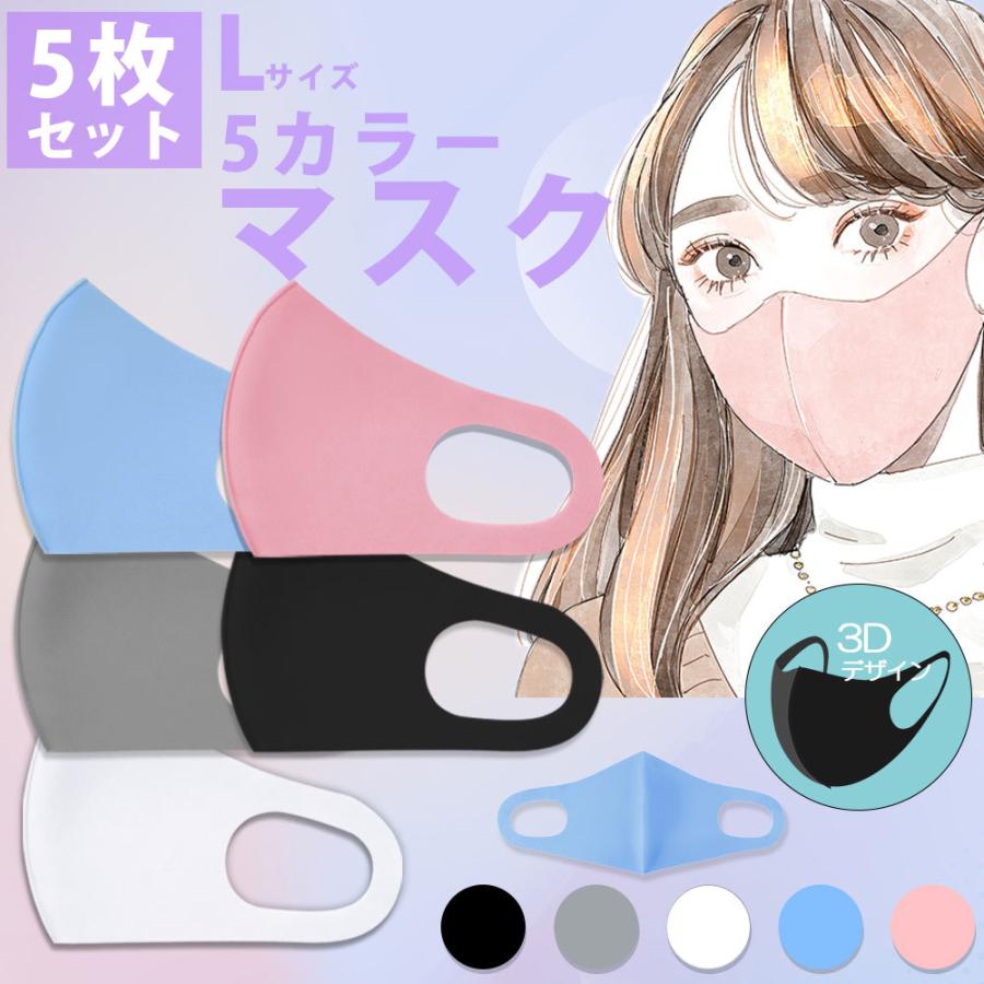 3D 立体 洗える 大人用 マスク M・Lサイズ 5枚 セット 5色 男女