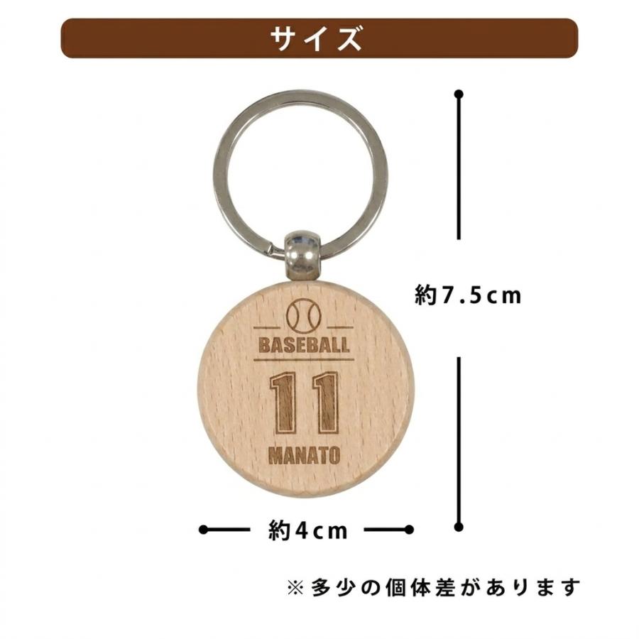 木製キーホルダー 丸 名入れ 名前入れ スポーツ ロゴ 背番号 マーク