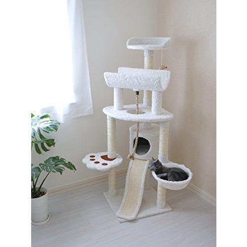 猫用品 キャットタワー 据え置き型キャットタワー ホワイトグレー 猫
