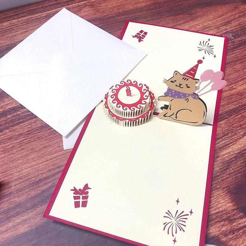 お買い得 飛び出すカード グリーティングカード 誕生日 バースデーカード 猫 メッセージカード 猫 誕生日カード 猫可愛い手紙 プレゼント 封筒付き グリーティングカード Www We Job Com