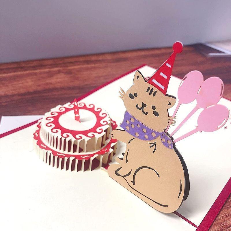 お買い得 飛び出すカード グリーティングカード 誕生日 バースデーカード 猫 メッセージカード 猫 誕生日カード 猫可愛い手紙 プレゼント 封筒付き グリーティングカード Www We Job Com