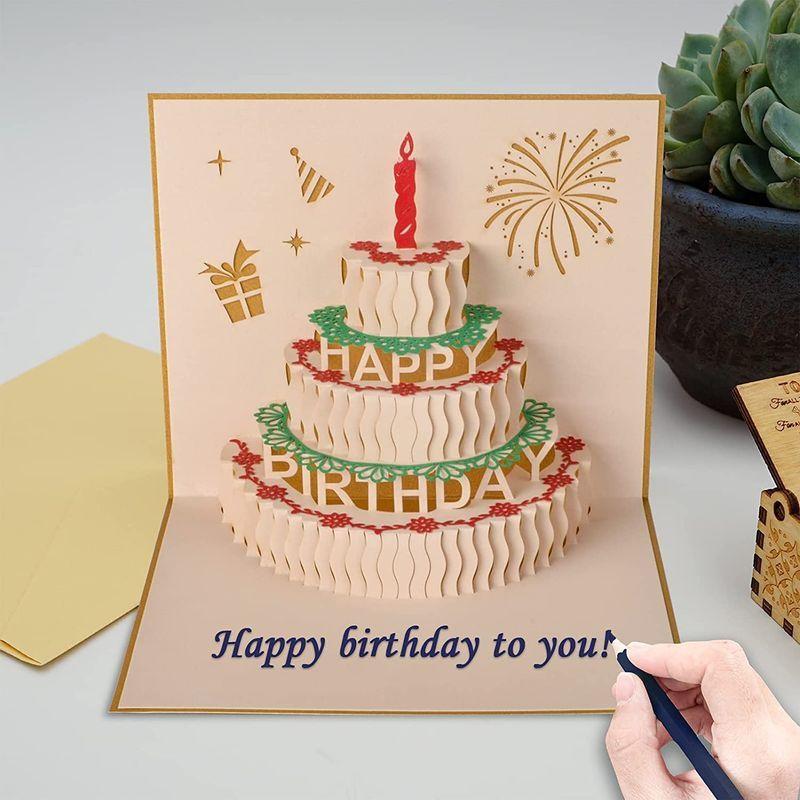 バースデーカード 立体 3dケーキ お誕生日おめでとうカードをポップアップ 誕生日メッセージカード手作りギフト 親戚 恋人 両親 教師 友達 エニシングm 通販 Yahoo ショッピング
