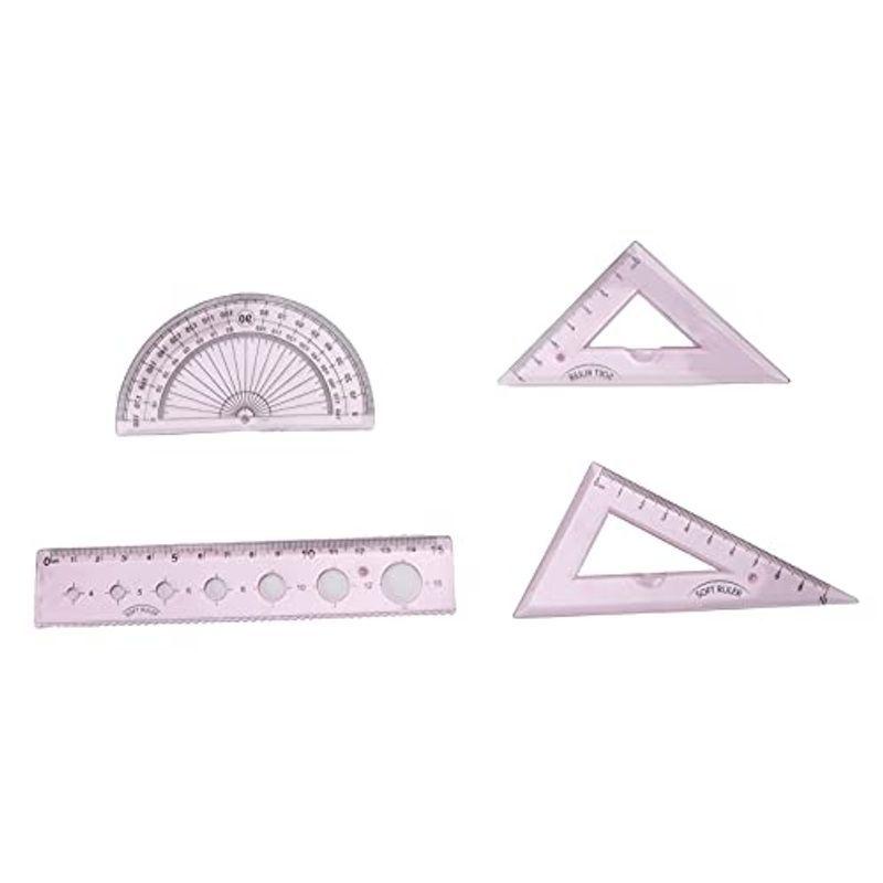 エニシングmxuuyuu 透明定規 分度器 直角三角形 二等辺三角形 直線定規 小学生 中学生 学生 長さ測定 角度測定