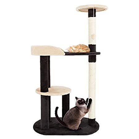 Petmaker 2 Cat Tree 猫用品 3 Tier With Black 2 Scratching Posts Black Tan 42