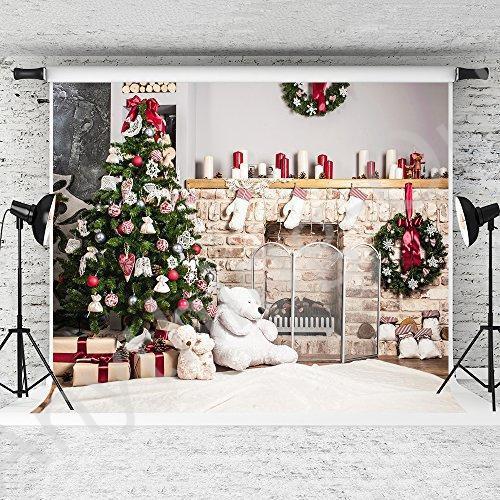 超歓迎 新品 ケイト クリスマステーマ写真バックドロップクリスマスツリーbearフォト背景 10x8ft ホワイト Yyus 超美品 Atempletonphoto Com