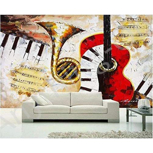 3D mural simple guitar saxophone piano sheet music wall mural wallpaper on the living room wall 