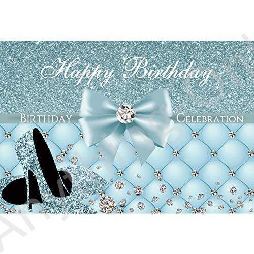正規店仕入れの 新品 Csfoto 14x10ft Happy Birthday Backdrop Glitter Sequin High Heeled Shoes Diamonds Turquoise Blue Birthday Background For Girls Cake 海外輸入 Ridecore Co