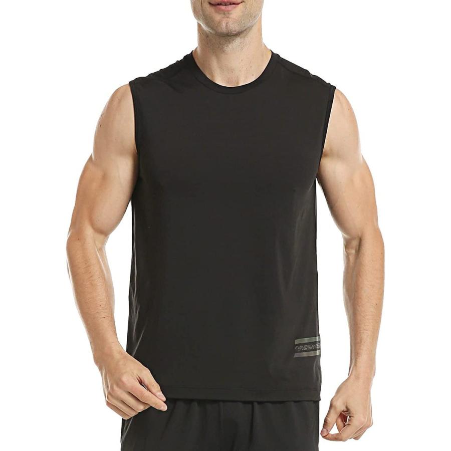 878円 贈呈 Silik スポーツタンクトップ メンズ Tシャツ ノースリーブ インナー ドライ スポーツウェア 吸汗速乾 無地 シンプル 夏 ブラック Xl