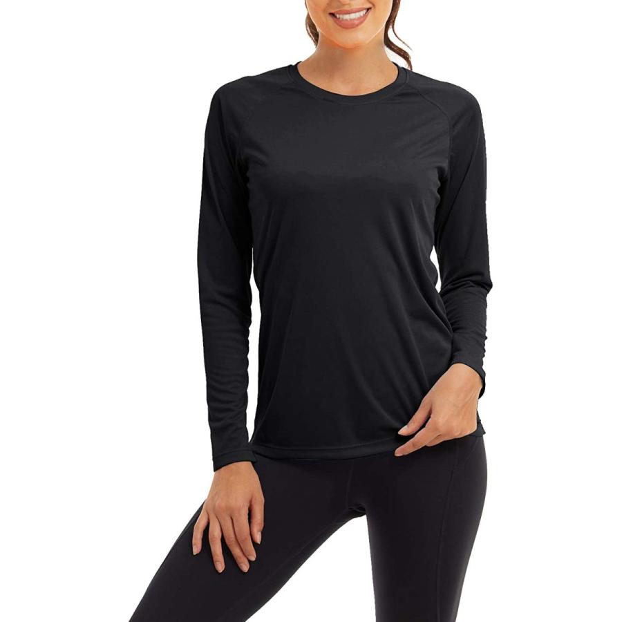 Kefitevd フィットネス Tシャツ ジムウェア ヨガ 品多く スポーツウェア ストレッチ 黒 ランニングtシャツ ブラッ レディース 長袖 速乾t シャツ