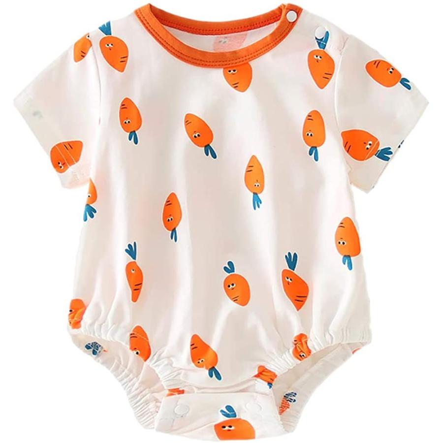 値下げ 出産祝い かわいい コットン カバーオール 女の子 赤ちゃん服 新生児服 カバーオール 半袖 ロンパース 夏 ベビー服 Yinoon 人参柄 80 白 その他ベビー服 Chauffagevanbrabant Be