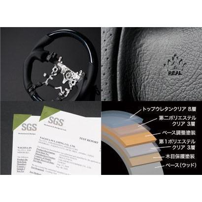 REAL ガングリップステアリング オールレザー ブルーステッチ プリウス
