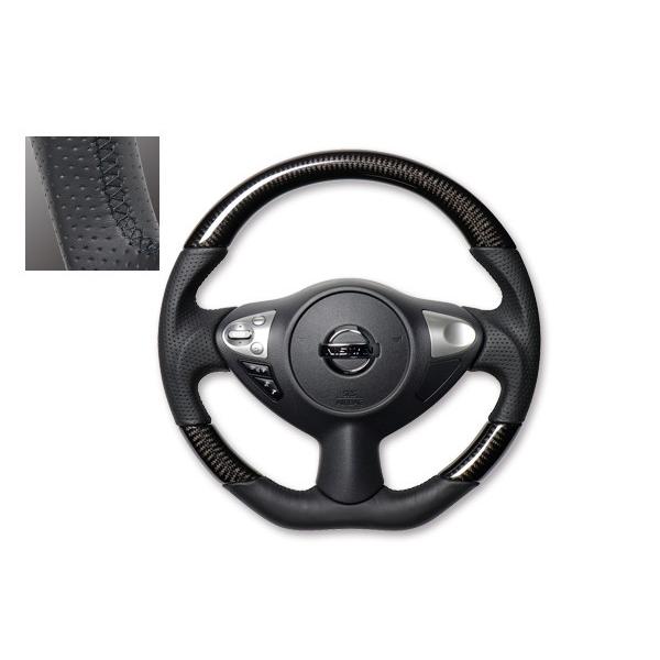 REAL ガングリップステアリングブラックカーボン ブラックユーロステッチ ジューク F15