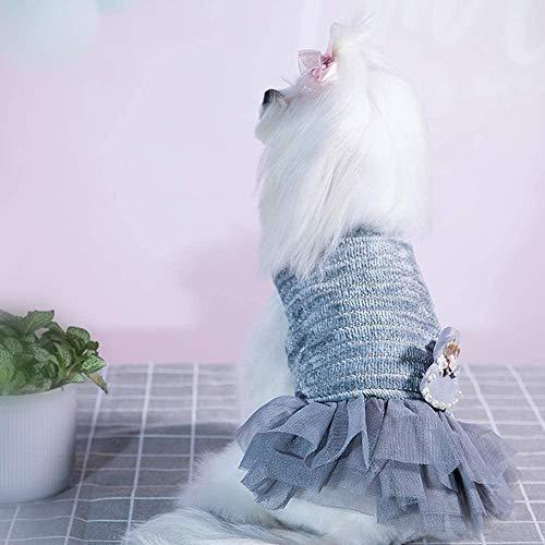 ペット ワンピース 秋冬 猫犬服 ドッグウェア ワンピース セーター スカート ペット ドレス 防寒 小中型犬 (ＸＸＬ， グレー)