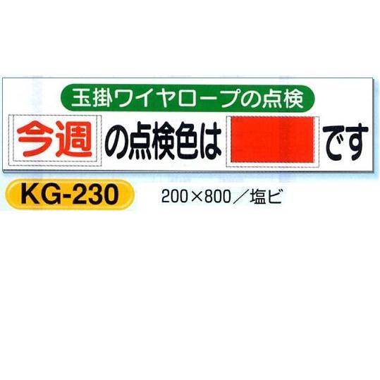 玉掛ワイヤーロープの点検色 表示板 KG-230 正規品送料無料 定番のお歳暮