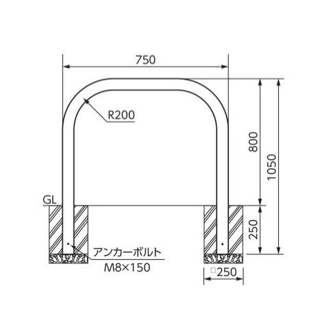 サンキン メドーマルク 車止め  ゲートタイプ ガードパイプ 鉄製 差込式 白色/黄色 φ76.3×W1000×H800mm F8-10S【大型商品・個人宅配送不可・代引き不可】｜anzen-signshop｜03