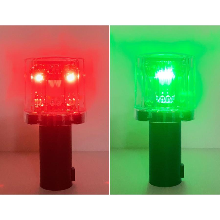 ソーラークリスタル　赤　緑　ソーラー式　（取付金具付）10本セット　LED　工事保安灯　点滅灯