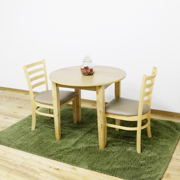 円形 ダイニングテーブル 3点セット 径80cm 円卓 チェア 2脚 シンプル デザイン ダイニング セット カフェ 食卓 キッチン テーブル イス 家具 送料無料_4