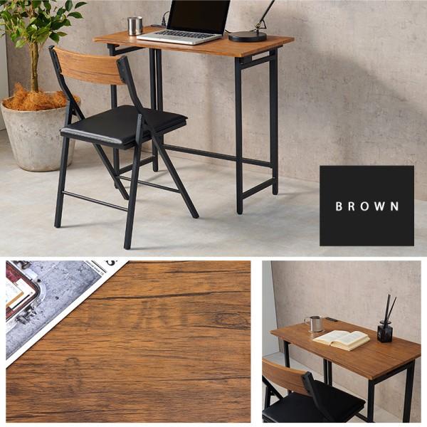 折りたたみ式 デスク チェア セット 幅80cm コンセント付 折り畳み収納