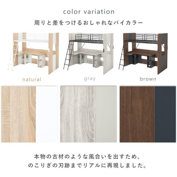 システム ロフトベッド シングル ベッド L字天板 デスク 一体型 サイドラック メッシュ床 ベッドガード デスク左右選択 キッズ 学習 寝具 耐荷重80kg 送料無料_4