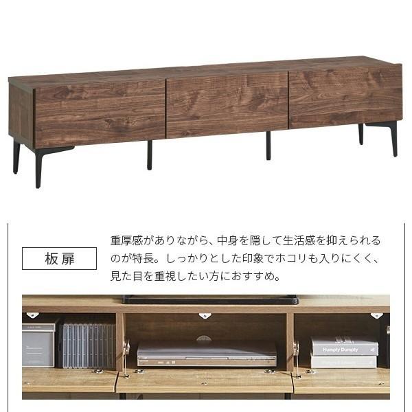 ローボード テレビ台 板扉タイプ 幅160cm フラット デザイン 脚付 リビング ボード オープン扉 収納 コード穴 配線用スリット TV ラック 国産 送料無料_4