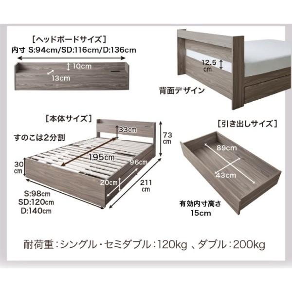 組立 設置サービス付 チェスト セミダブル ベッド フレーム 単品 キャスター付 引き出し ヘッドボード 宮 棚 コンセント ベッド下 収納 送料無料 ※フレーム単品_15