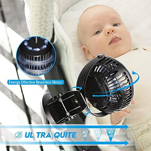 BRIGENIUS電池式ベビーカーファン%カーマ%携帯用クリップ付ミニデスクファン2600 mAh充電式電池%カーマ%USB電動クリップファン付ベビーカーオフィス屋外移 BRIGENIUS電池式ベビーカーファン%カーマ%携帯用クリップ付ミニデスクファン2600