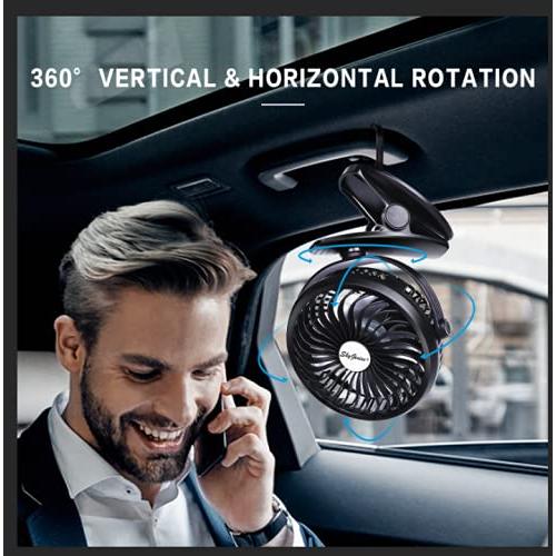 BRIGENIUS電池式ベビーカーファン%カーマ%携帯用クリップ付ミニデスクファン2600 mAh充電式電池%カーマ%USB電動クリップファン付ベビーカーオフィス屋外移 BRIGENIUS電池式ベビーカーファン%カーマ%携帯用クリップ付ミニデスクファン2600