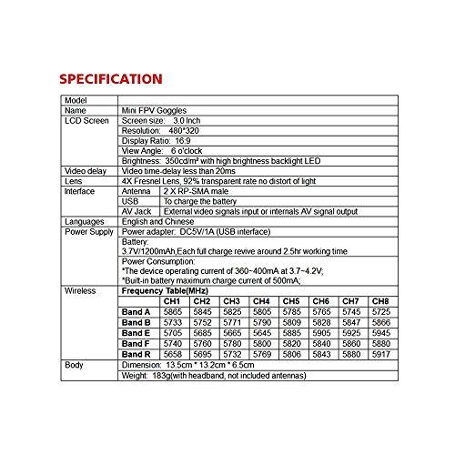 5.8　Ghz　FPVゴーグル、ARRIS　VR-009ビデオヘッドセット5.8　G　HD　CH　...　3インチ16:9ディスプレイFPVクアッドコプタードローン用ミニFPVゴーグル...　40