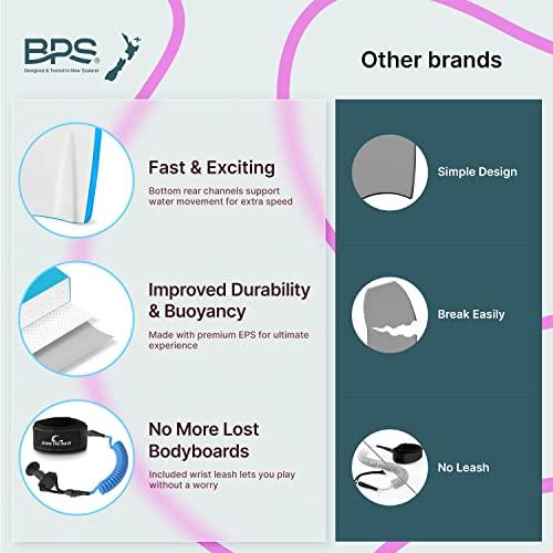 子供と大人のためのWave 41"ボディボードを所有-HDPEスリックボトム&EPSコア-ビーチとサーフィンのための軽量ボディボード-コイル状アームリードとフィンリ