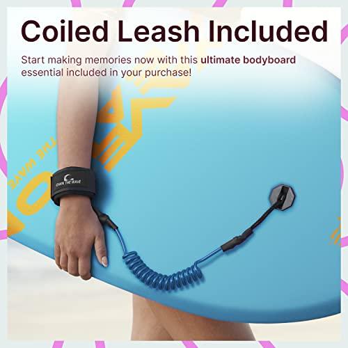 子供と大人のためのWave 41"ボディボードを所有-HDPEスリックボトム&EPSコア-ビーチとサーフィンのための軽量ボディボード-コイル状アームリードとフィンリ