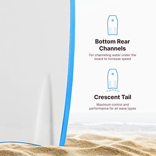 子供と大人のためのWave 41"ボディボードを所有-HDPEスリックボトム&EPSコア-ビーチとサーフィンのための軽量ボディボード-コイル状アームリードとフィンリ