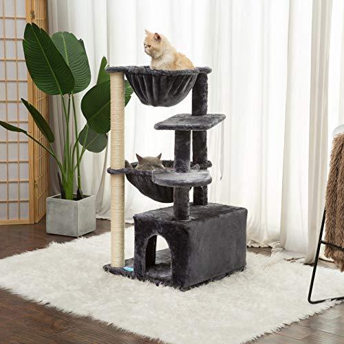 ヘイブラザー39.37インチキャットツリーラグジュアリーコンドー%キャットタワー2 Cozyバスケット%カーキ%マルチプラットフォームジャンプ%カーキ%スモーキ ヘイブラザー39 37インチキャットツリーラグジュアリーコンドー%キャットタワー2