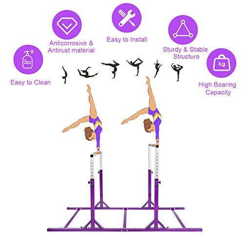 匿名配送 GOFLAMEダブルホリゾンタルバー、高さ・幅調整可能な体操用平行棒、子供用ジュニアトレーニングジムバー室内屋外使用に最適 (パープル) 【Z3088617873】(107825円)